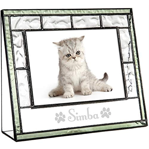 Personalized Cat Picture Frame Pet Memorial Gift 4x6 Photo Frame Engraved Keepsake Pale Green Stained Glass J Devlin Pic 389-46H EP597 Personalized Cat Picture Frame Pet Memorial Gift 4x6 Photo Frame Engraved Keepsake Pale Green Stained Glass J Devlin Pic 389-46H EP597